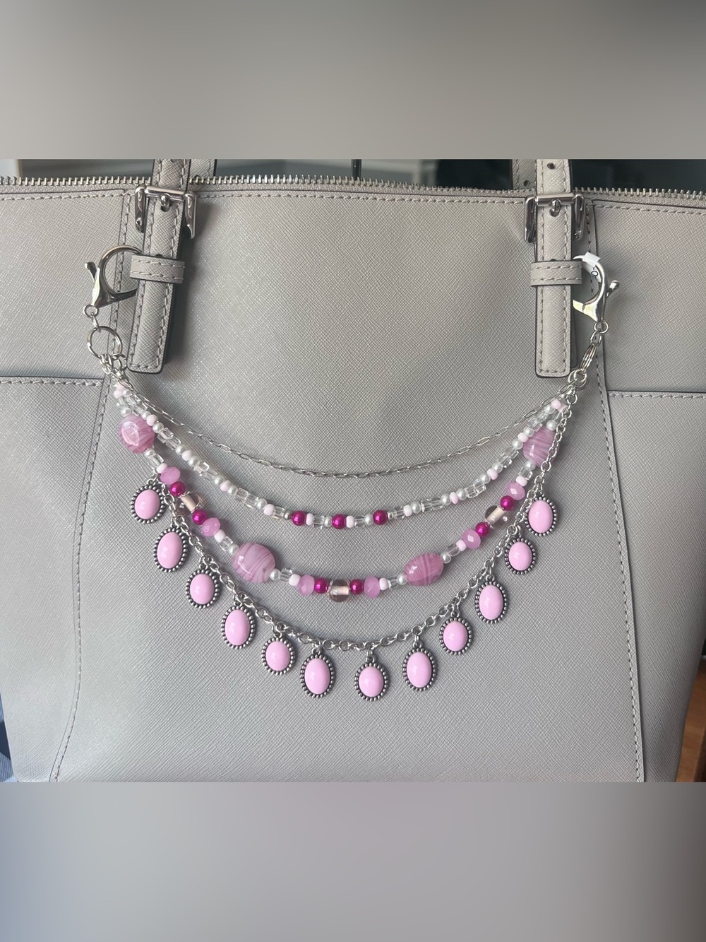 Pink glass bead Multi-Strand purse jewelry